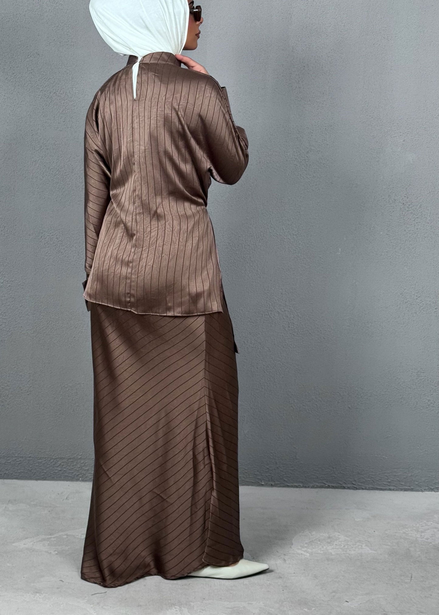 7860 Brown Stripe Set For Women