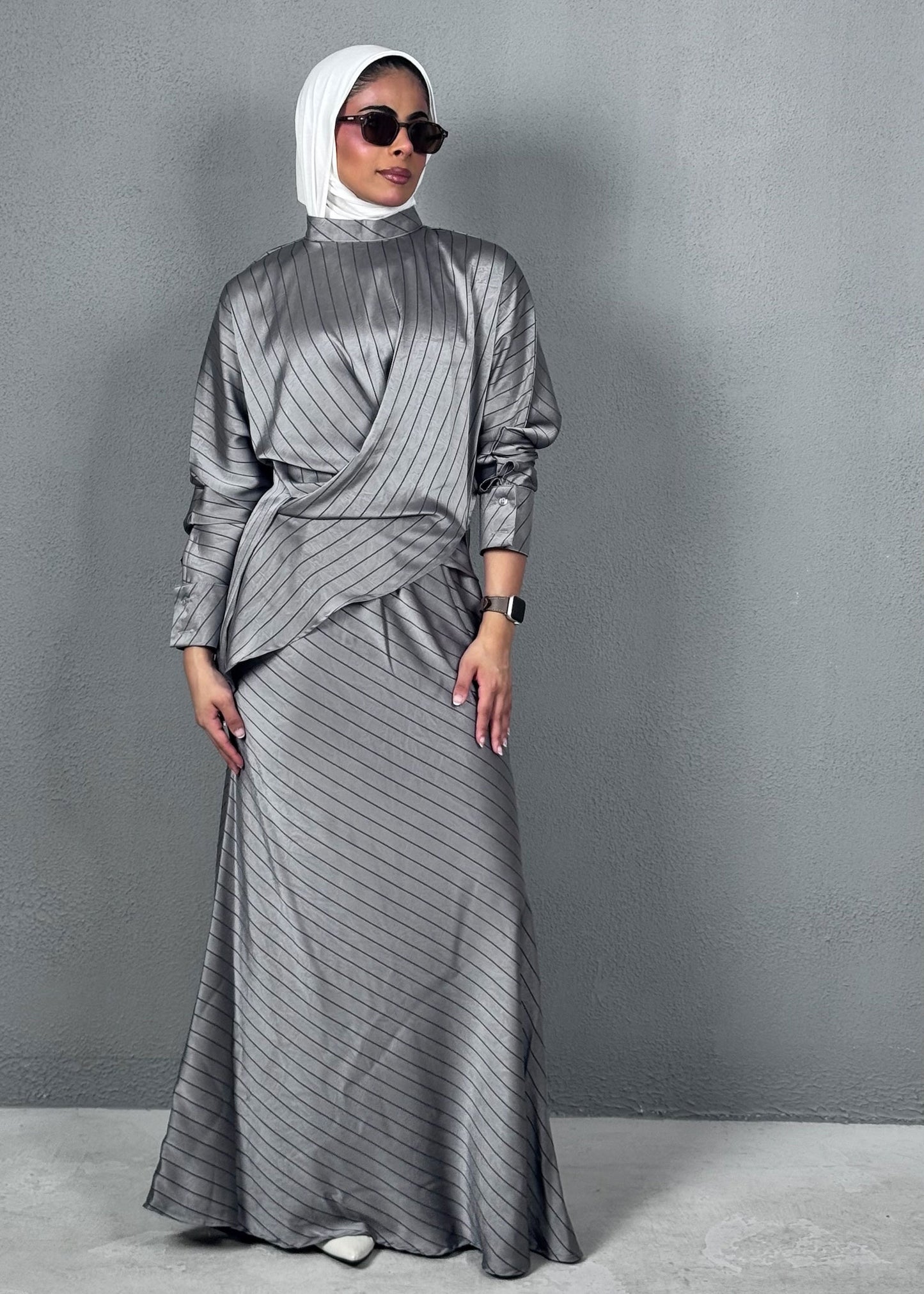 7860 Grey Stripe Set For Women