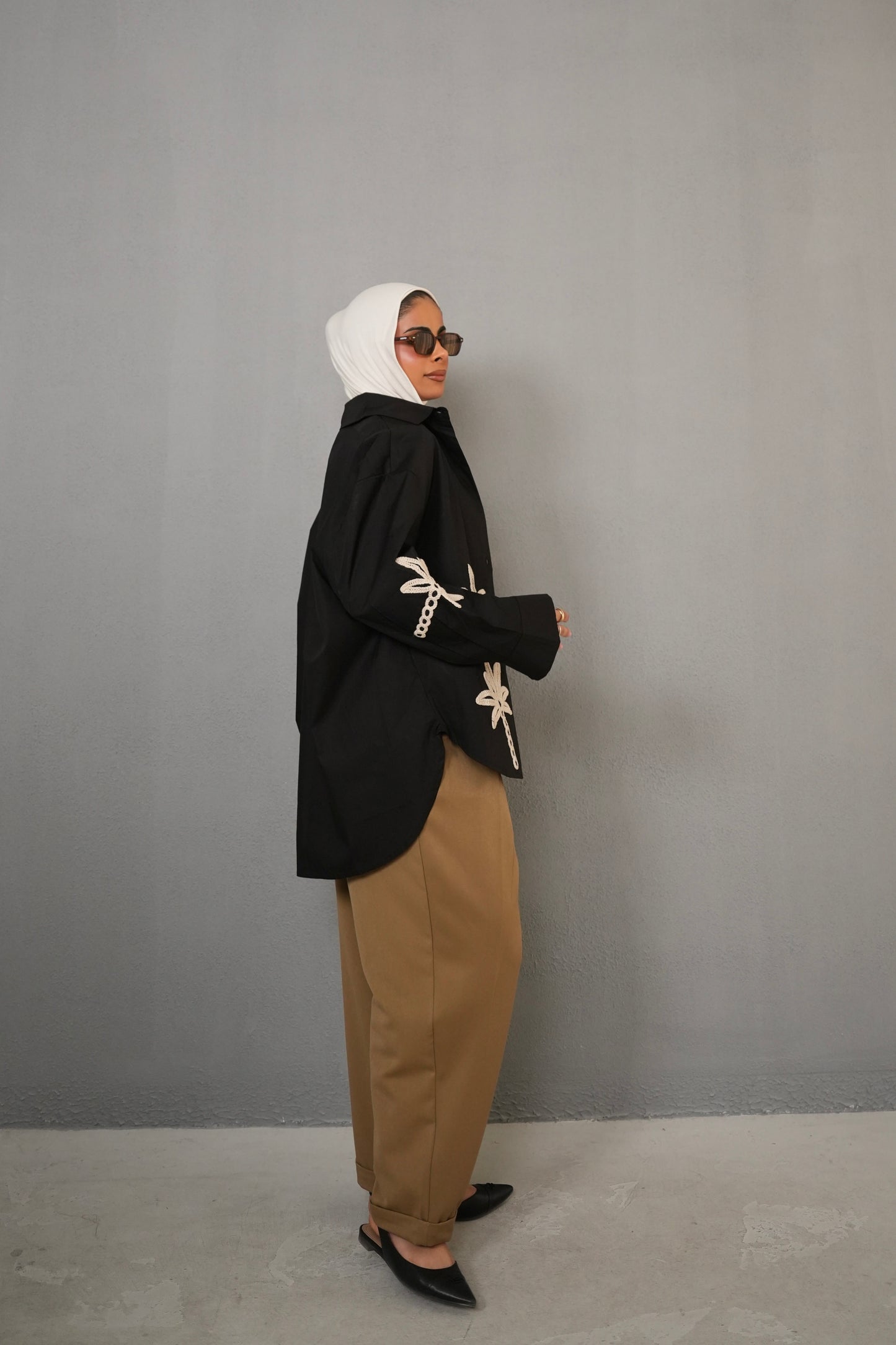 7815 Black Palm Tree Shirt For Women