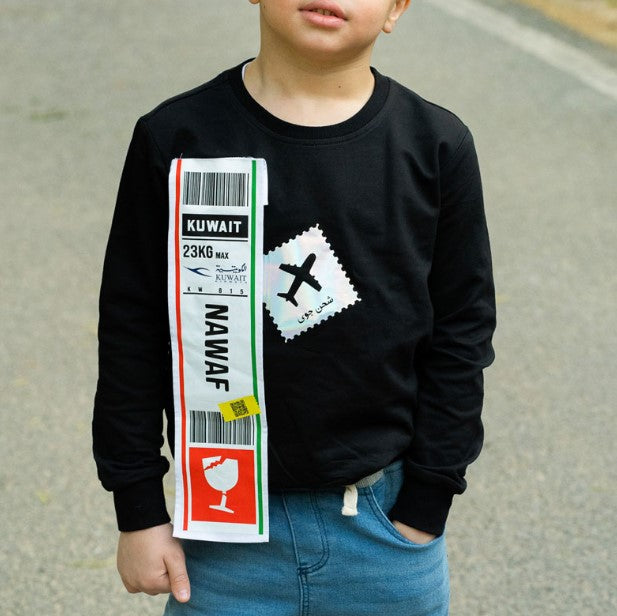 Black Pullover For Kids - Luggage Tag Design