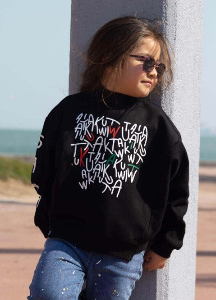 Black Pullover For Kids - Kuwait Abstract Design