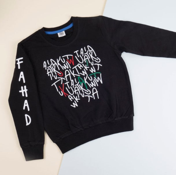 Black Pullover For Kids - Kuwait Abstract Design