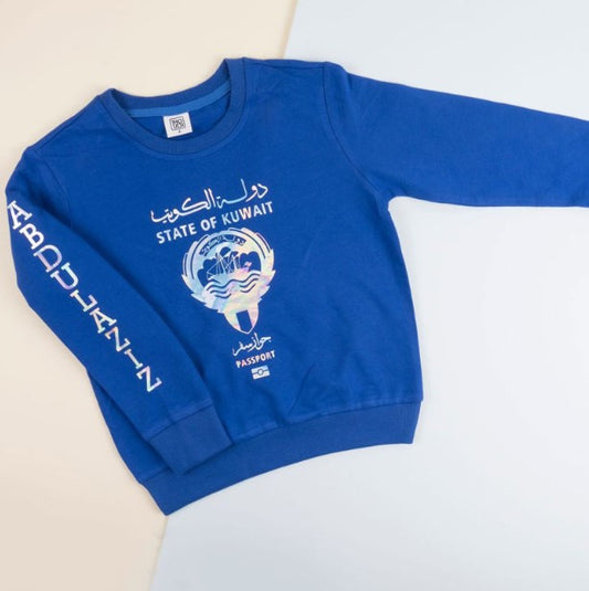 Blue Pullover For Kids - Passport Design