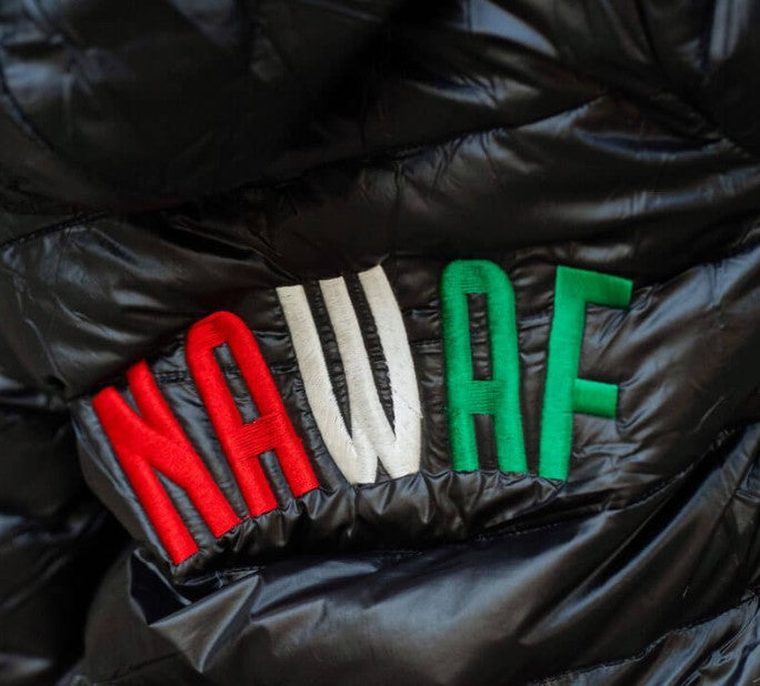 Black National Day Winter Jacket With Hoodie For Kids