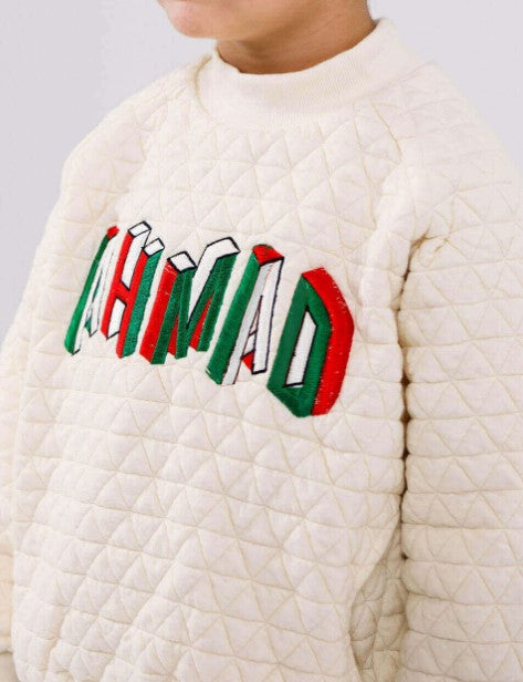 Beige Patterned Winter Top For Kids - Graffiti Edition