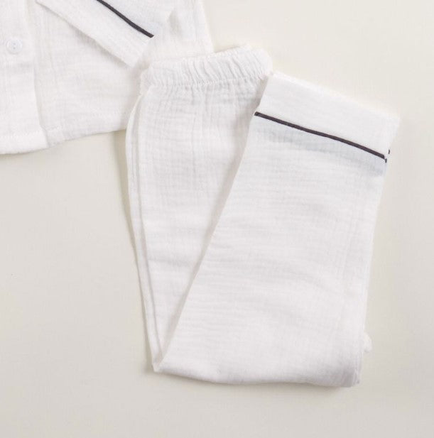 White Soft Pajama Set For Kids (With Name Embroidery Option)