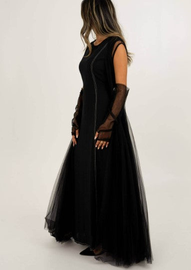 23SS1TB697300 فستان متعدد الألوان مع قفازات للنساء