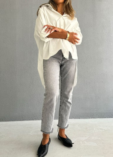 7578 White Back-Cut Shirt For Women