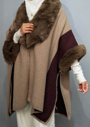7067 Khaki Fur Coat For Women