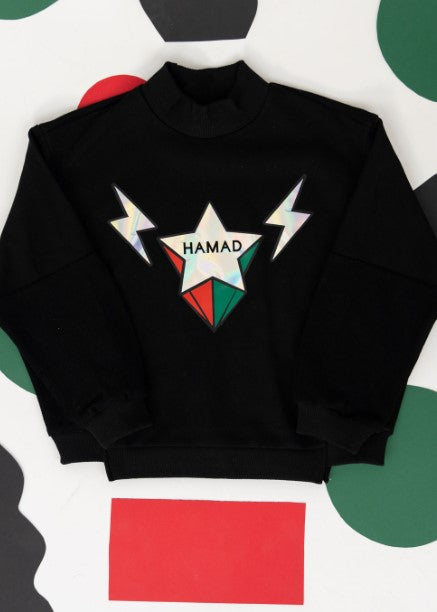 Black Pullover For Kids - Shooting Star Design
