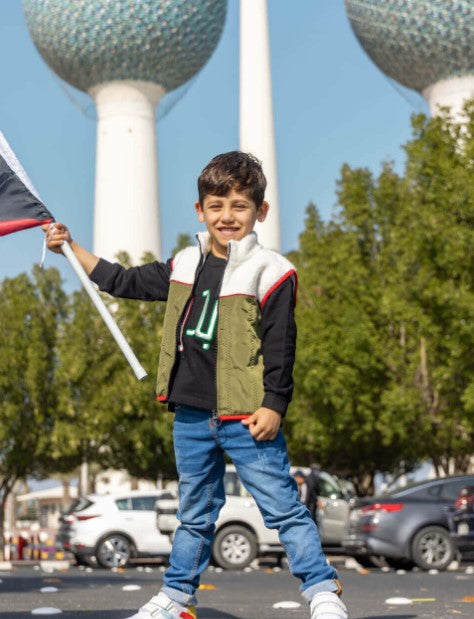White And Green Vest For Kids - 23SS0TB377283