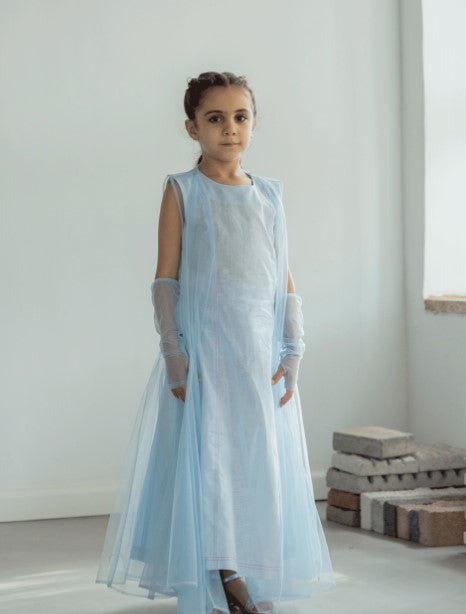 23SS1TB497310 فستان تور متعدد الألوان بدون أكمام للبنات