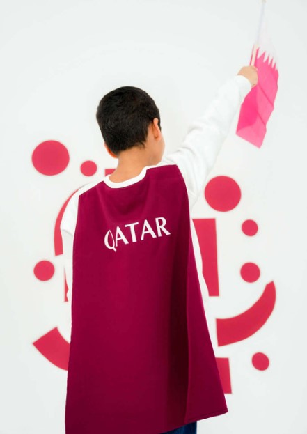 White Qatar National Day Superman Pullover For Kids (With Name Embroidery)