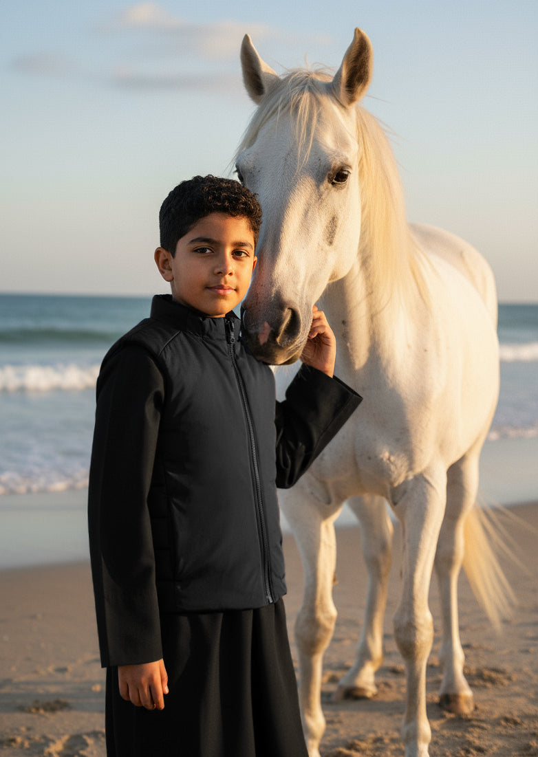 Black Jacket Vest Al Jazeera For Boys