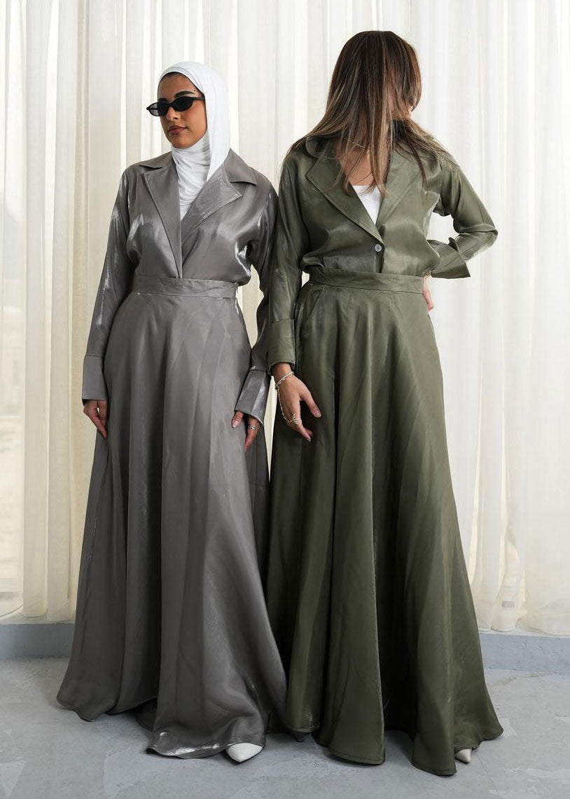 7792 Satin Grey Dress For Women