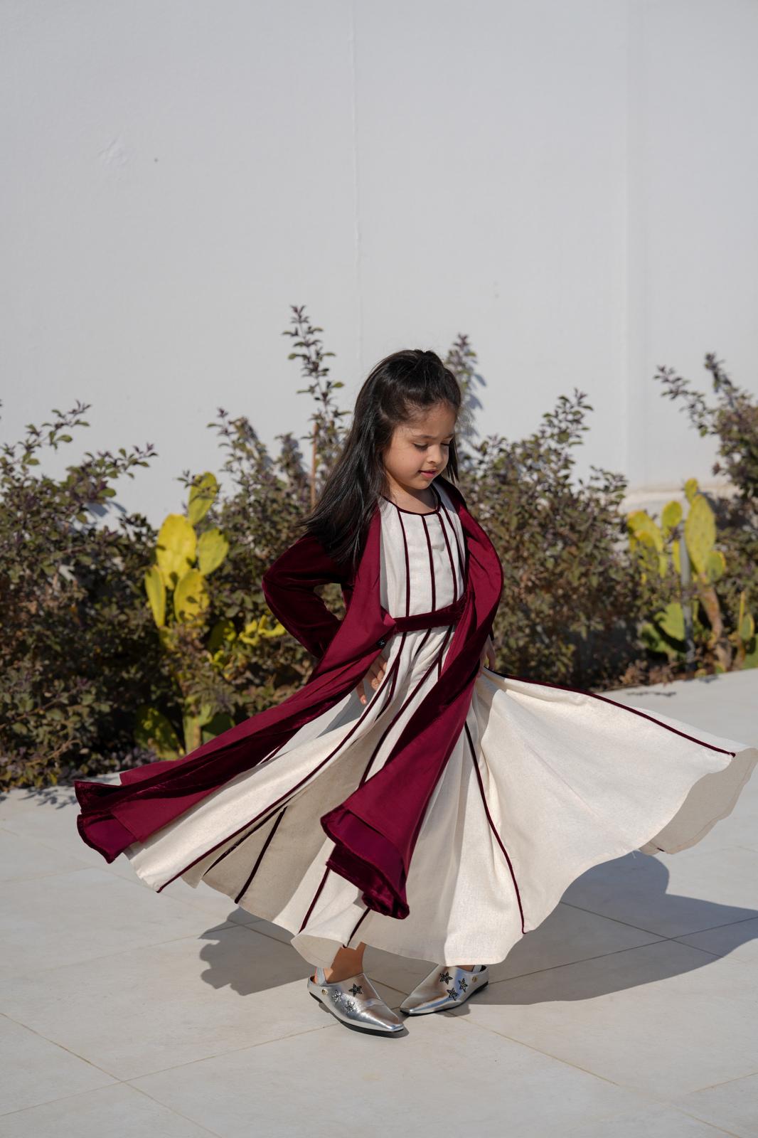 7708 Maroon Daraa Set Of Two (Mother And Daughter Collection)