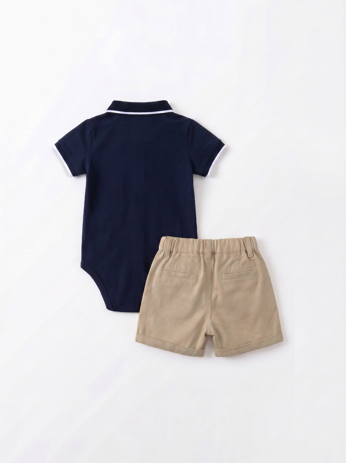 6480 Navy And Beige Polo Baby Set