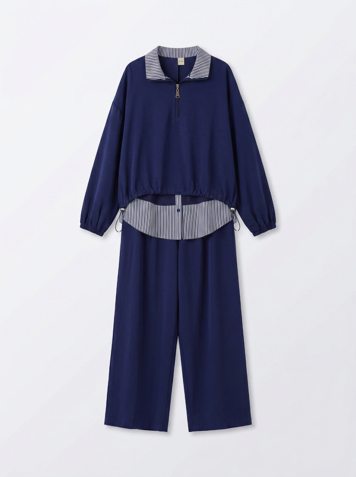 8218 Navy Top And Pants Set For Women