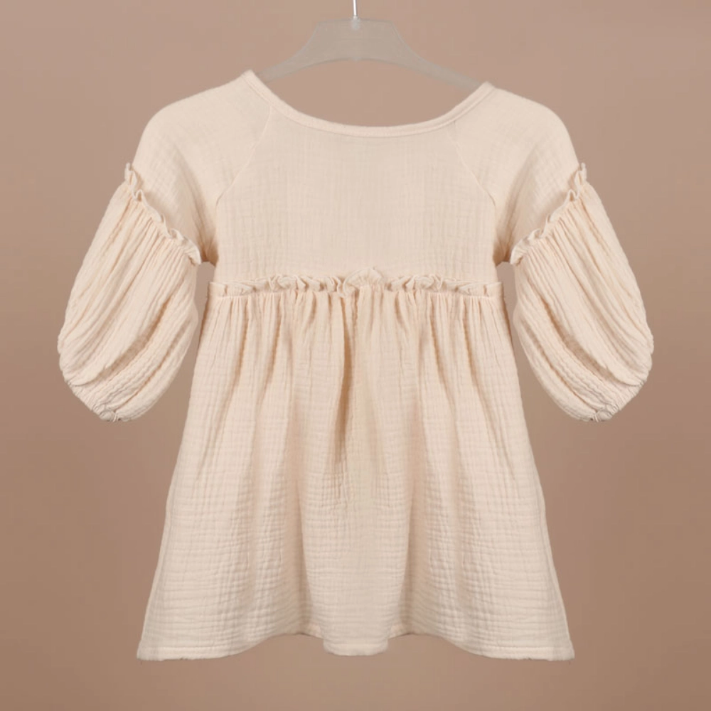 Picture of Beige Full Sleeve Dress For Baby Girl