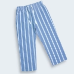 Picture of Tiya Grey And Blue Striped Pants Pajama Set  (With Embroidery Option)