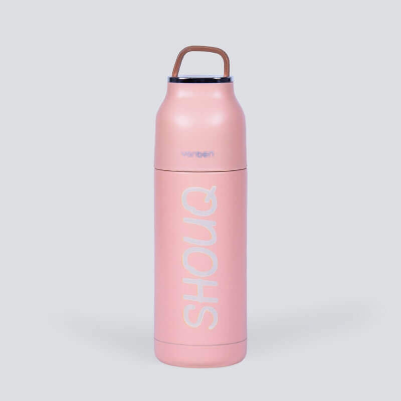 صورة Pink Vacuum Water Bottle - 350ml (With Name Printing Option)