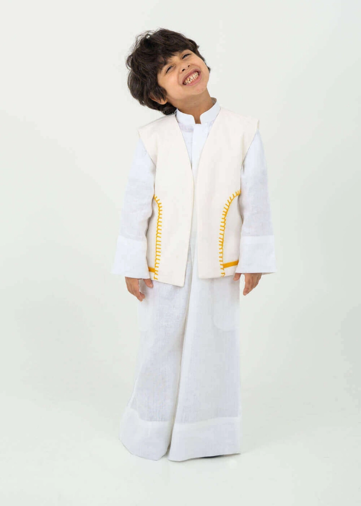 Picture of 7540 White And Gold Design Vest For Boys RAM-24