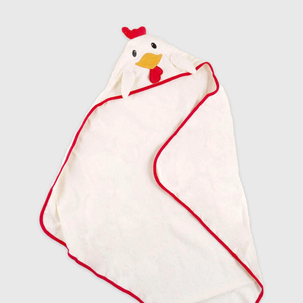 صورة منشفة تصميم دجاج ابيض للاطفال موديل 95 (مع إمكانية تطريز الإسم)