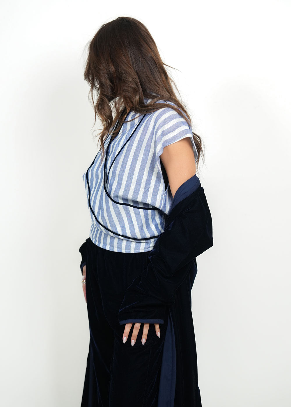 8099 Navy Velvet Daraa Set For Women