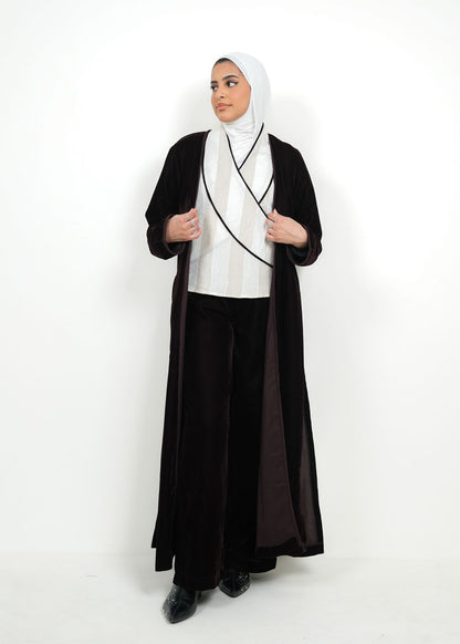 8099 Brown Velvet Daraa Set For Women