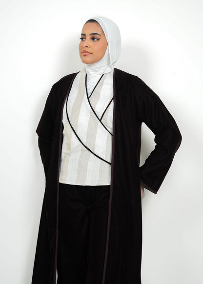 8099 Brown Velvet Daraa Set For Women