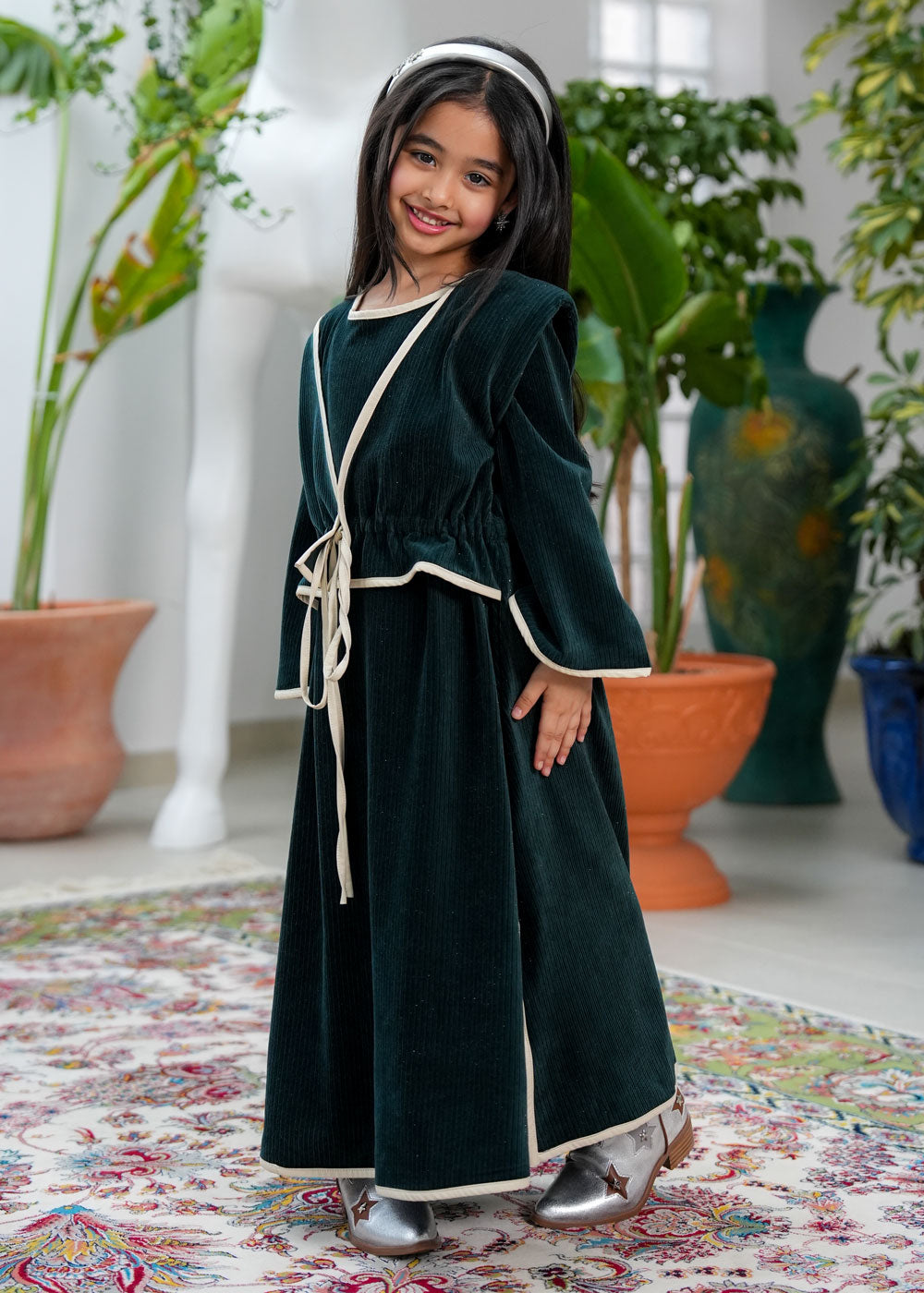 8041 Dark Green Palm Tree Daraa For Girls