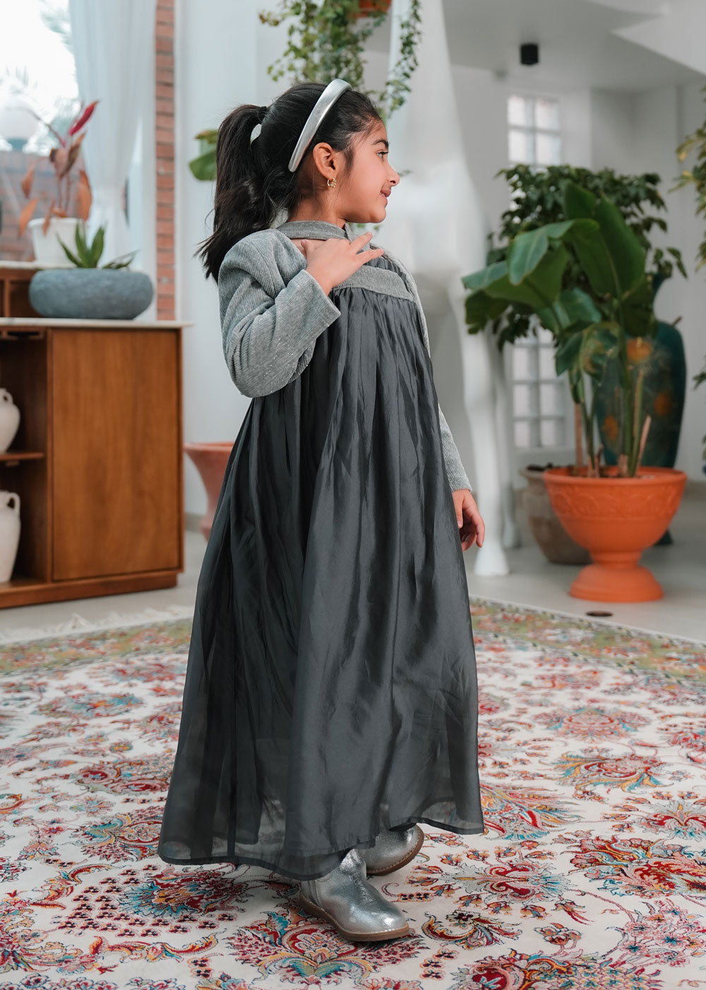 8038 Grey Daraa Set For Girls