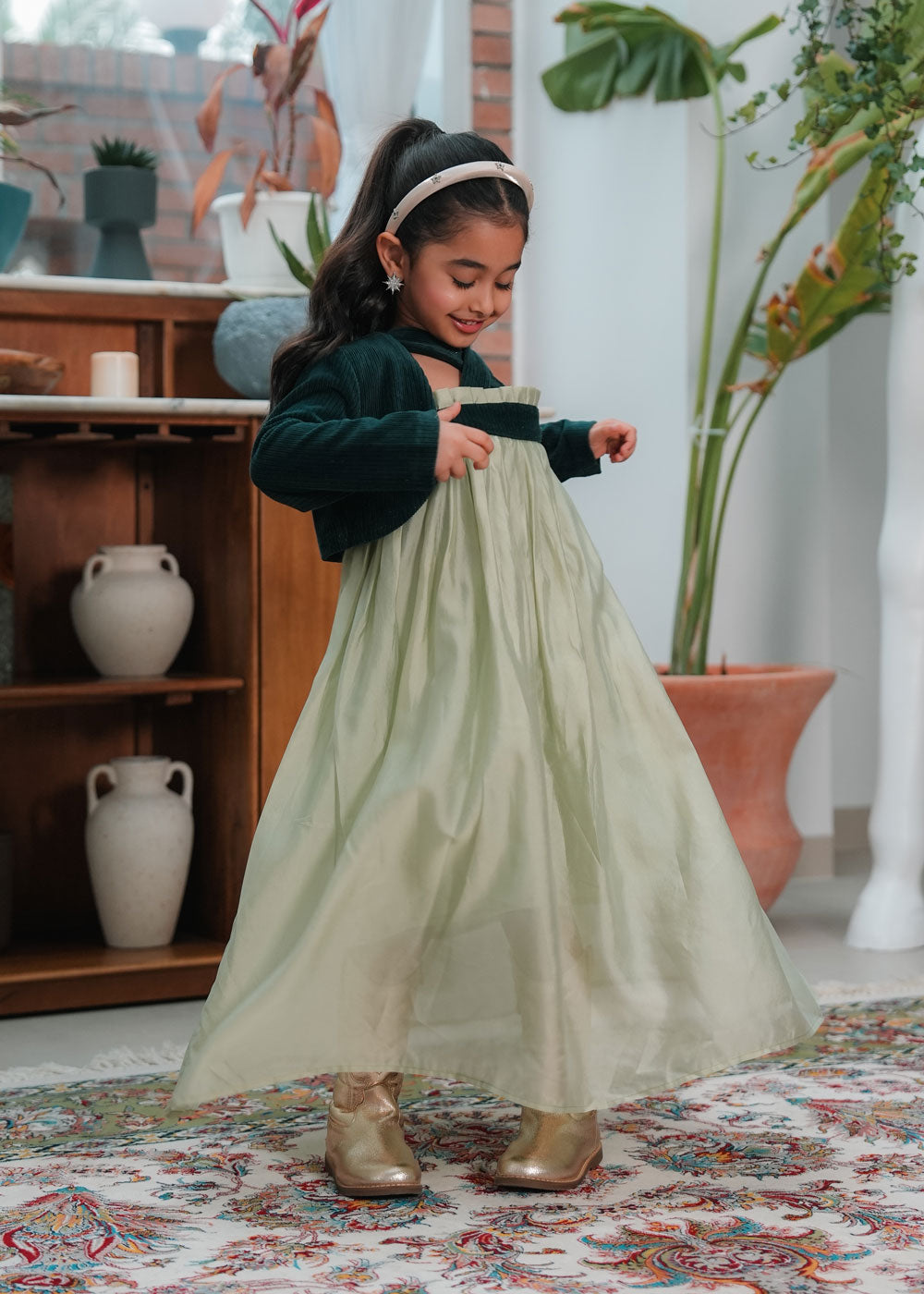 8038 Green Daraa Set For Girls