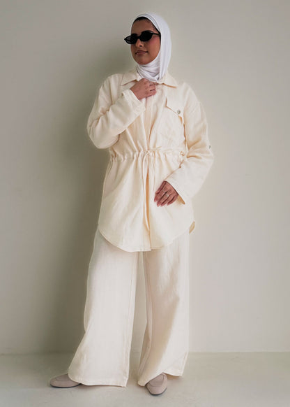 8200 Beige Shirt And Pants Set For Women