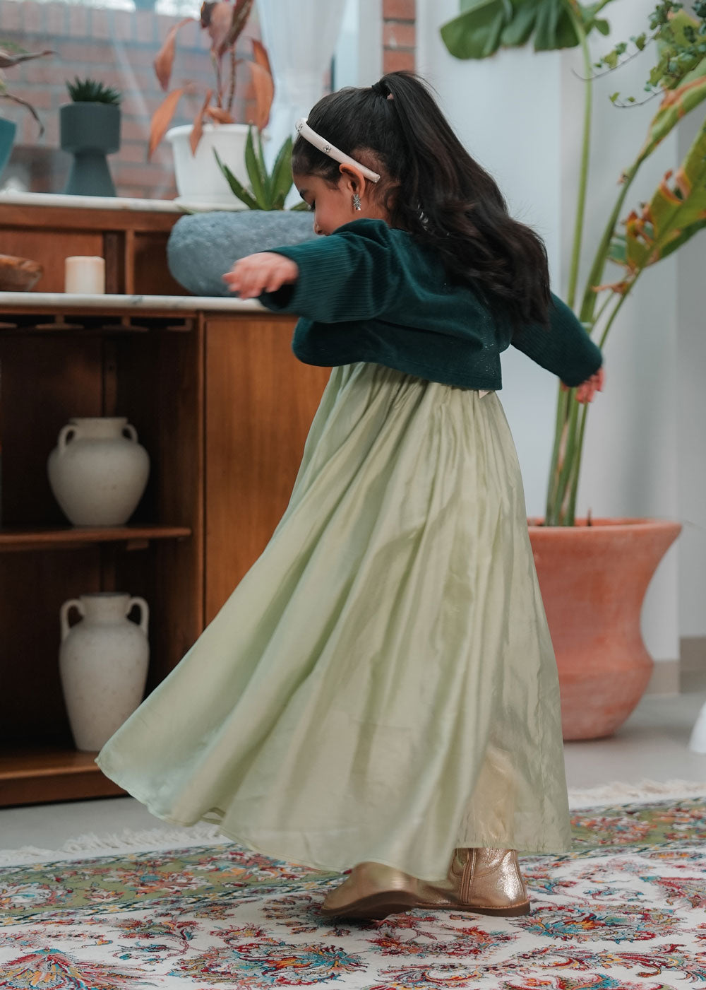 8038 Green Daraa Set For Girls