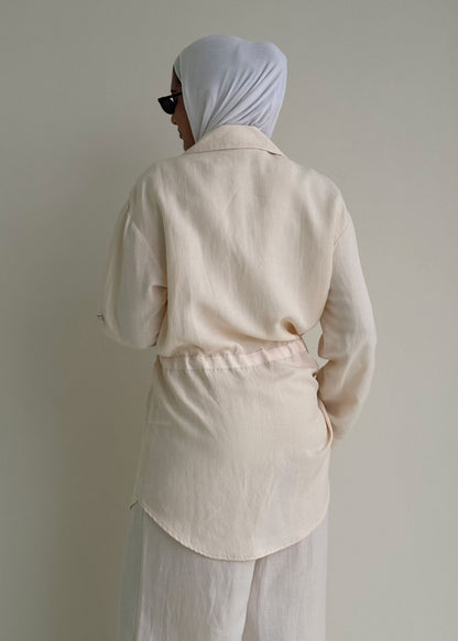 8200 Beige Shirt And Pants Set For Women