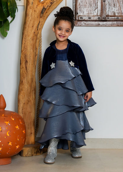 7995 Navy Daraa Set With Stars For Girls