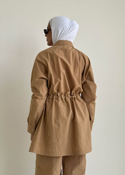 8177 Dark Beige Jacket And Pants Set For Women