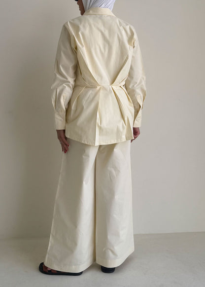 8172 Light Beige Shirt And Pants Set For Women