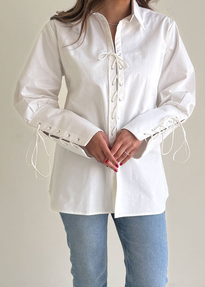 8169 Off White Knot Shirt For Women