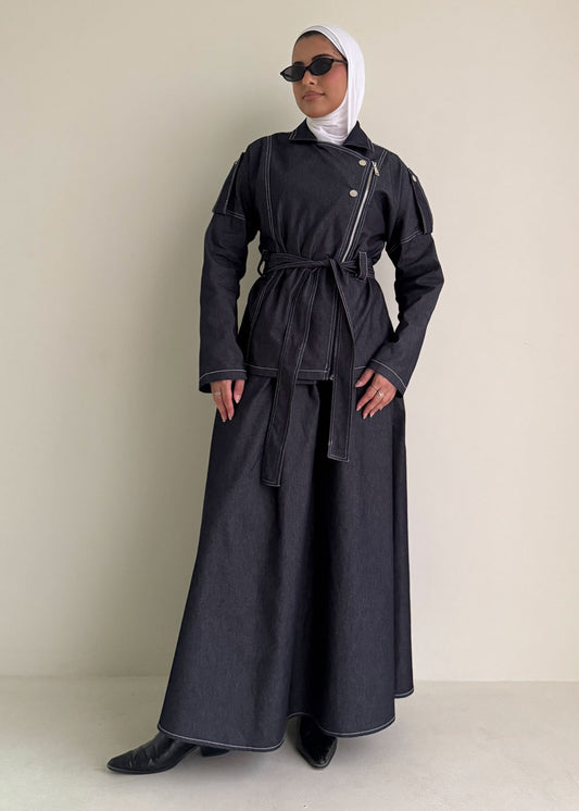 8215 Navy Jacket And Skirt Set For Women