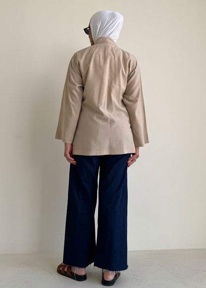 8170 Beige Shirt With Belt For Women