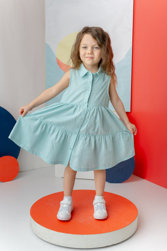 7884 Turquoise Green Dress For Girls