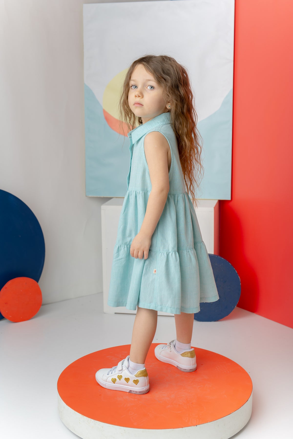 7884 Turquoise Green Dress For Girls