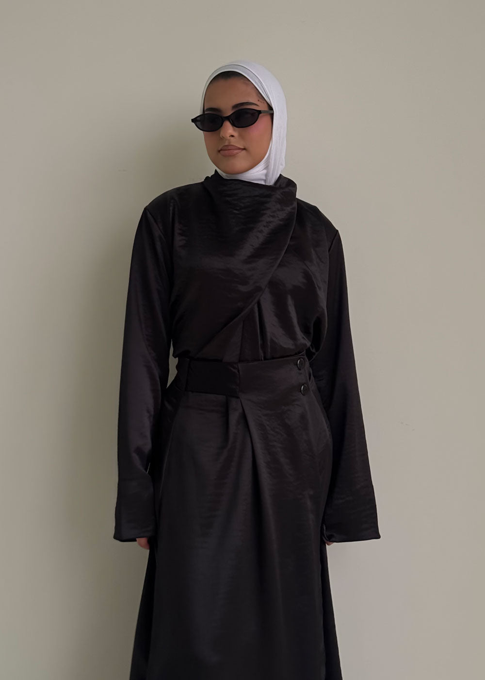 8195 Black Top And Skirt Set For Women