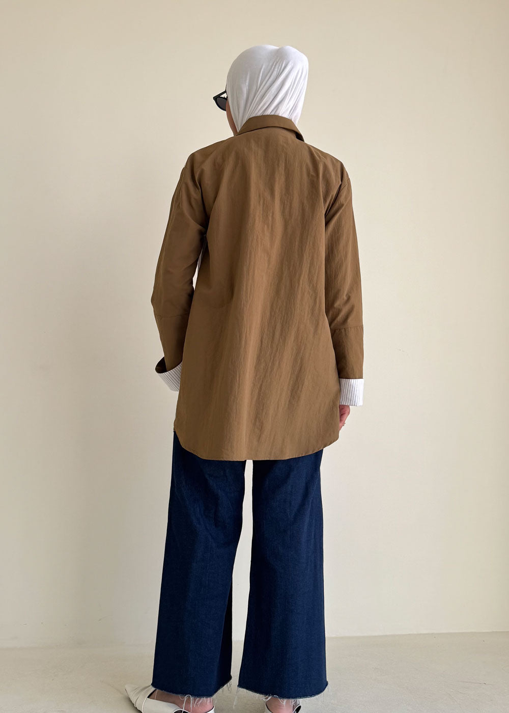 8183 Brown Stripes Shirt For Women