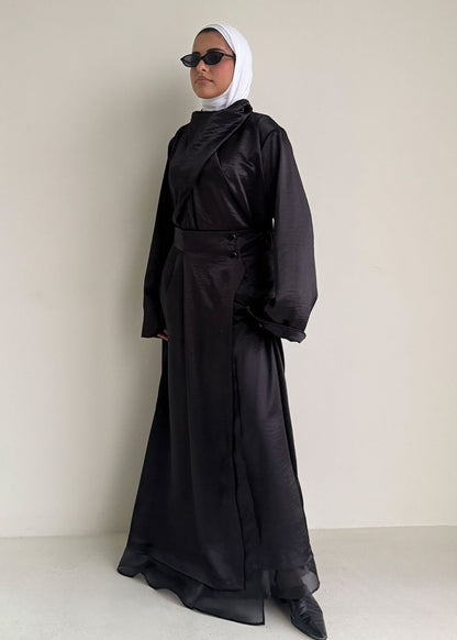 8195 Black Top And Skirt Set For Women