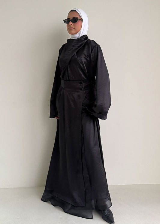 8195 Black Top And Skirt Set For Women