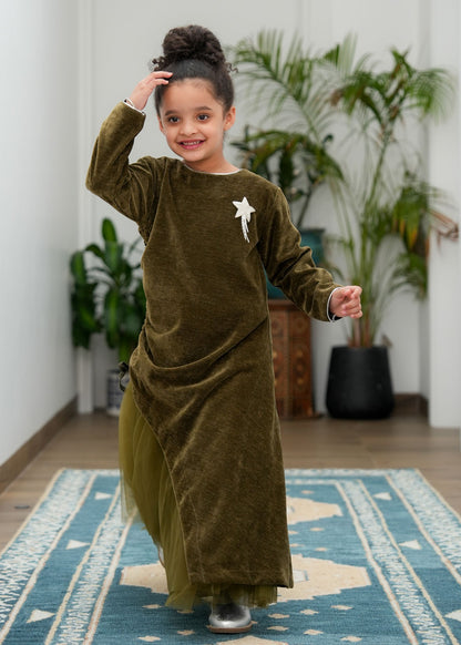 8036 Dark Green Daraa For Girls
