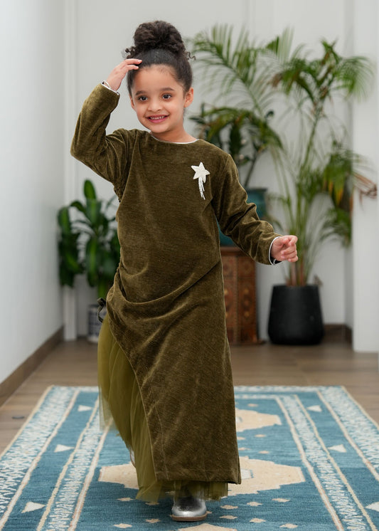 8036 Dark Green Daraa For Girls